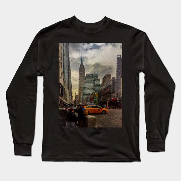 Rainy Day, Garment District, Manhattan, Nyc Long Sleeve T-Shirt by eleonoraingrid